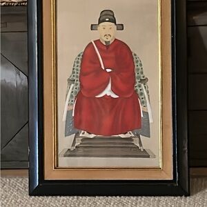 Elegant Red Portrait with Black and Gold Frame